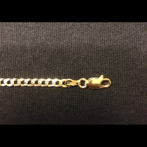 Gold Chain 14k Gold Vermeil Cuban 20in 3mm .925 - Picture 3 of 3